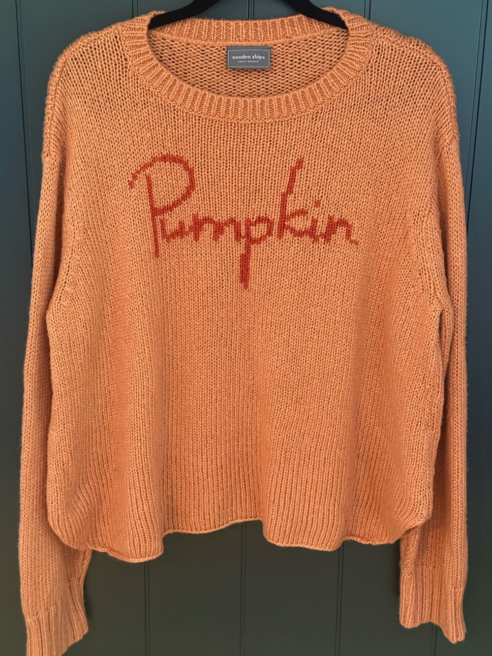 🎃 Wooden Ships Women’s Light Orange 'Pumpkin' Knit Sweater EUC - Size X/L